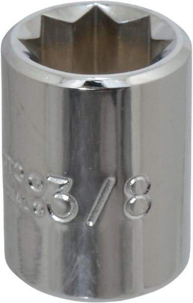 Proto - 3/8", 1/4" Drive, Standard Hand Socket - 8 Points, 7/8" OAL, Chrome Finish - Industrial Tool & Supply