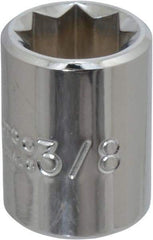 Proto - 3/8", 1/4" Drive, Standard Hand Socket - 8 Points, 7/8" OAL, Chrome Finish - Industrial Tool & Supply