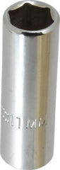 Proto - 1/4" Drive, Deep Hand Socket - 6 Points, 1-15/16" OAL, Chrome Finish - Industrial Tool & Supply