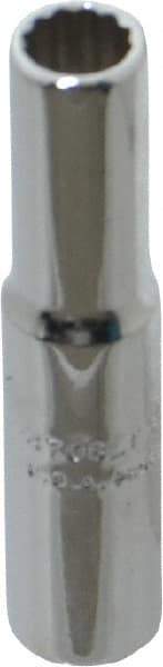 Proto - 1/4", 1/4" Drive, Deep Hand Socket - 12 Points, 2" OAL, Chrome Finish - Industrial Tool & Supply