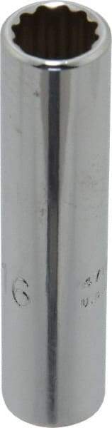 Proto - 5/16", 1/4" Drive, Deep Hand Socket - 12 Points, 2" OAL, Chrome Finish - Industrial Tool & Supply
