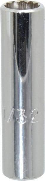Proto - 11/32", 1/4" Drive, Deep Hand Socket - 12 Points, 2" OAL, Chrome Finish - Industrial Tool & Supply