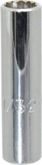 Proto - 11/32", 1/4" Drive, Deep Hand Socket - 12 Points, 2" OAL, Chrome Finish - Industrial Tool & Supply