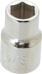 Proto - 3/8", 3/8" Drive, Standard Hand Socket - 6 Points, 1-3/32" OAL, Chrome Finish - Industrial Tool & Supply