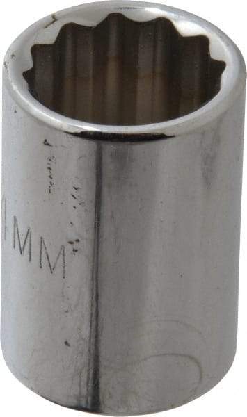 Proto - 3/8" Drive, Standard Hand Socket - 12 Points, 1-1/8" OAL, Chrome Finish - Industrial Tool & Supply