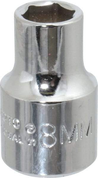 Proto - 3/8" Drive, Standard Hand Socket - 12 Points, 2-1/8" OAL, Chrome Finish - Industrial Tool & Supply