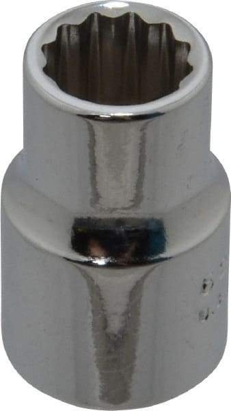 Proto - 3/8", 3/8" Drive, Standard Hand Socket - 12 Points, 1-3/32" OAL, Chrome Finish - Industrial Tool & Supply