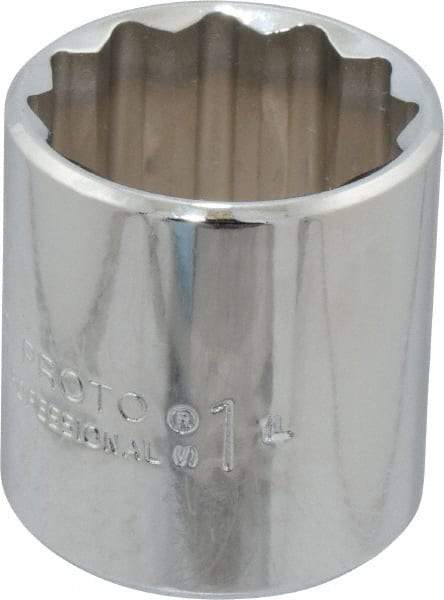 Proto - 1", 3/8" Drive, Standard Hand Socket - 12 Points, 1-3/8" OAL, Chrome Finish - Industrial Tool & Supply