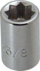 Proto - 3/8", 3/8" Drive, Standard Hand Socket - 8 Points, 1-5/64" OAL, Chrome Finish - Industrial Tool & Supply