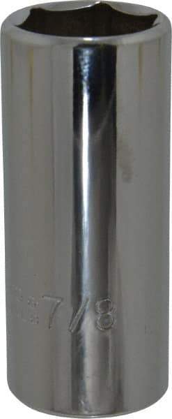Proto - 7/8", 3/8" Drive, Deep Hand Socket - 6 Points, 2-3/4" OAL, Chrome Finish - Industrial Tool & Supply