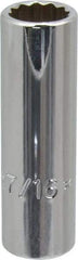 Proto - 7/16", 3/8" Drive, Deep Hand Socket - 12 Points, 2-1/8" OAL, Chrome Finish - Industrial Tool & Supply