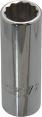 Proto - 1/2", 3/8" Drive, Deep Hand Socket - 12 Points, 2-1/8" OAL, Chrome Finish - Industrial Tool & Supply