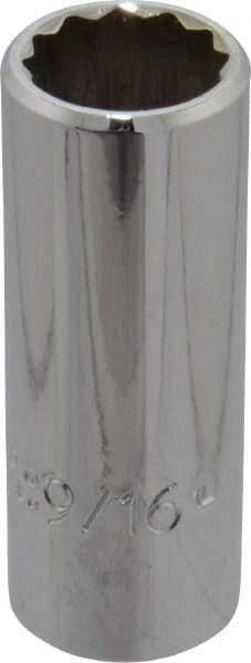 Proto - 9/16", 3/8" Drive, Deep Hand Socket - 12 Points, 2-1/8" OAL, Chrome Finish - Industrial Tool & Supply