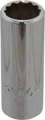 Proto - 9/16", 3/8" Drive, Deep Hand Socket - 12 Points, 2-1/8" OAL, Chrome Finish - Industrial Tool & Supply