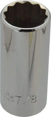 Proto - 7/8", 3/8" Drive, Deep Hand Socket - 12 Points, 2-3/4" OAL, Chrome Vanadium, Chrome Finish - Industrial Tool & Supply