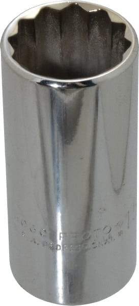 Proto - 15/16", 3/8" Drive, Deep Hand Socket - 12 Points, 2-3/4" OAL, Chrome Finish - Industrial Tool & Supply