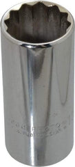 Proto - 15/16", 3/8" Drive, Deep Hand Socket - 12 Points, 2-3/4" OAL, Chrome Finish - Industrial Tool & Supply