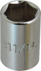 Proto - 11/16", 1/2" Drive, Standard Hand Socket - 6 Points, 1-1/2" OAL, Chrome Finish - Industrial Tool & Supply