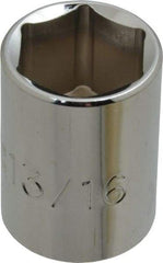 Proto - 13/16", 1/2" Drive, Standard Hand Socket - 6 Points, 1-1/2" OAL, Chrome Finish - Industrial Tool & Supply