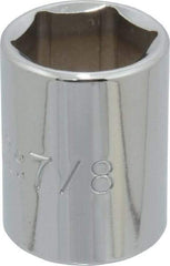 Proto - 7/8", 1/2" Drive, Standard Hand Socket - 6 Points, 1-9/16" OAL, Chrome Finish - Industrial Tool & Supply