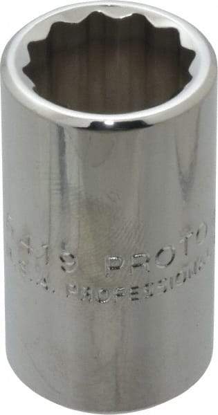 Proto - 19/32", 1/2" Drive, Standard Hand Socket - 12 Points, 1-1/2" OAL, Chrome Finish - Industrial Tool & Supply