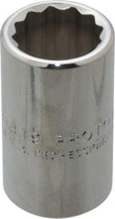 Proto - 19/32", 1/2" Drive, Standard Hand Socket - 12 Points, 1-1/2" OAL, Chrome Finish - Industrial Tool & Supply