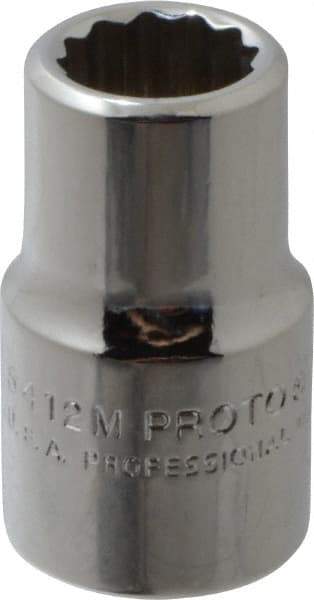 Proto - 1/2" Drive, Standard Hand Socket - 12 Points, 1-1/2" OAL, Chrome Vanadium, Chrome Finish - Industrial Tool & Supply