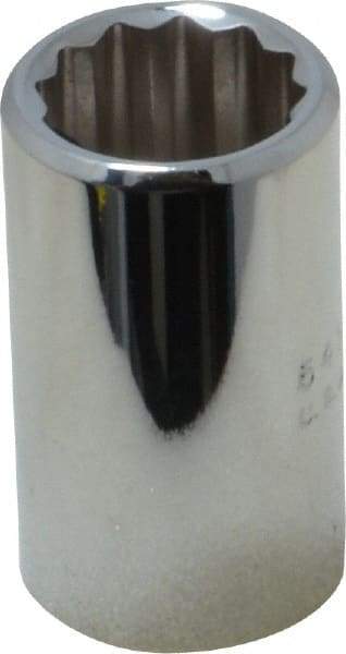 Proto - 1/2" Drive, Standard Hand Socket - 12 Points, 1-1/2" OAL, Chrome Finish - Industrial Tool & Supply