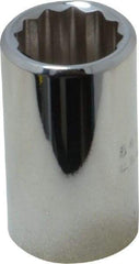 Proto - 1/2" Drive, Standard Hand Socket - 12 Points, 1-1/2" OAL, Chrome Finish - Industrial Tool & Supply
