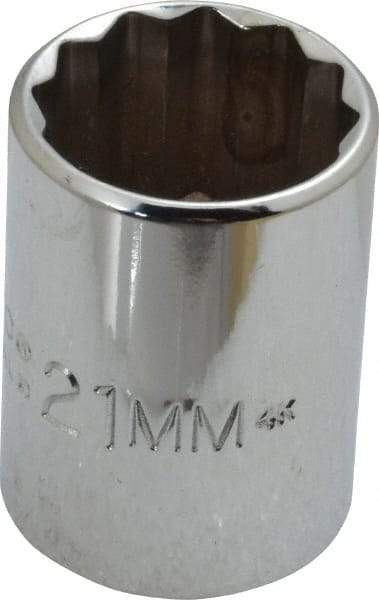 Proto - 1/2" Drive, Standard Hand Socket - 12 Points, 1-7/16" OAL, Chrome Finish - Industrial Tool & Supply