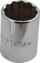 Proto - 1/2" Drive, Standard Hand Socket - 12 Points, 1-7/16" OAL, Chrome Finish - Industrial Tool & Supply