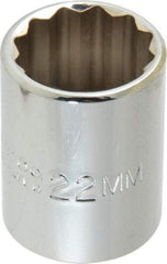 Proto - 1/2" Drive, Standard Hand Socket - 12 Points, 1-17/32" OAL, Chrome Finish - Industrial Tool & Supply