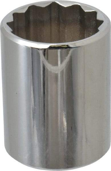 Proto - 1/2" Drive, Standard Hand Socket - 12 Points, 1-17/32" OAL, Chrome Finish - Industrial Tool & Supply
