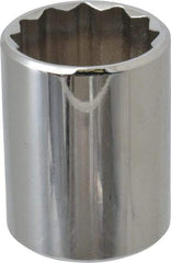 Proto - 1/2" Drive, Standard Hand Socket - 12 Points, 1-17/32" OAL, Chrome Finish - Industrial Tool & Supply