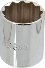 Proto - 1/2" Drive, Standard Hand Socket - 12 Points, 1-17/32" OAL, Chrome Finish - Industrial Tool & Supply
