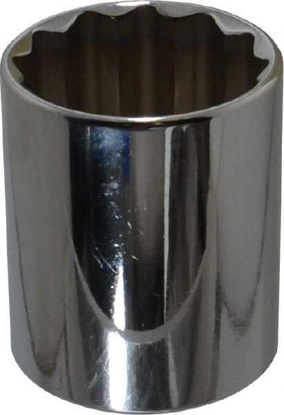 Proto - 1/2" Drive, Standard Hand Socket - 12 Points, 1-25/32" OAL, Chrome Finish - Industrial Tool & Supply