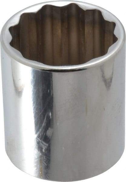 Proto - 1/2" Drive, Standard Hand Socket - 12 Points, 1-25/32" OAL, Chrome Finish - Industrial Tool & Supply