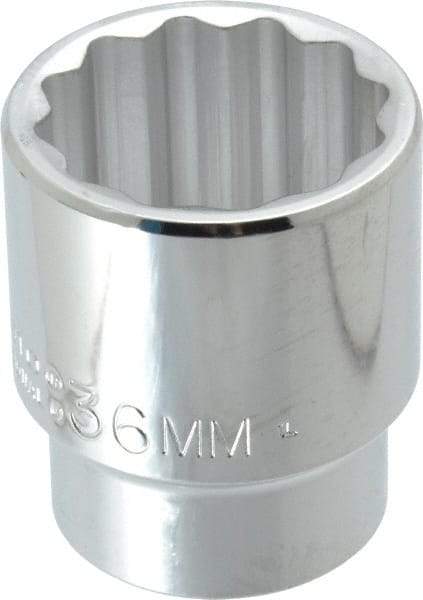 Proto - 1/2" Drive, Standard Hand Socket - 12 Points, 2-1/4" OAL, Chrome Finish - Industrial Tool & Supply