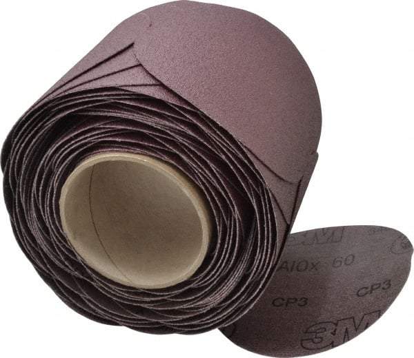 3M - 5" Diam, 60 Grit Aluminum Oxide Adhesive PSA Disc - Medium Grade, Brown, X Weighted Backing, Flexible, Use with Random Orbital Sanders - Industrial Tool & Supply