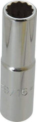 Proto - 9/16", 1/2" Drive, Deep Hand Socket - 12 Points, 3-1/4" OAL, Chrome Finish - Industrial Tool & Supply