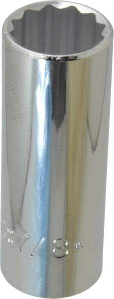 Proto - 7/8", 1/2" Drive, Deep Hand Socket - 12 Points, 3-1/4" OAL, Chrome Finish - Industrial Tool & Supply