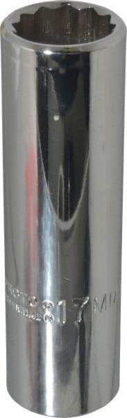 Proto - 1/2" Drive, Deep Hand Socket - 12 Points, 3-1/4" OAL, Chrome Finish - Industrial Tool & Supply