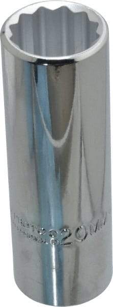Proto - 1/2" Drive, Deep Hand Socket - 12 Points, 3-1/4" OAL, Chrome Finish - Industrial Tool & Supply