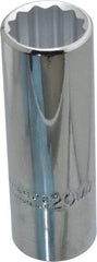 Proto - 1/2" Drive, Deep Hand Socket - 12 Points, 3-1/4" OAL, Chrome Finish - Industrial Tool & Supply