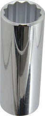 Proto - 1/2" Drive, Deep Hand Socket - 12 Points, 3-1/4" OAL, Chrome Finish - Industrial Tool & Supply