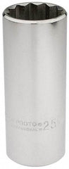 Proto - 1/2" Drive, Deep Hand Socket - 12 Points, 3-1/4" OAL, Chrome Finish - Industrial Tool & Supply