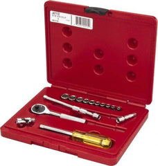Proto - 15 Piece 1/4" Drive Socket Set - 6 Points, 3/16" to 9/16" Range, Inch Measurement Standard - Industrial Tool & Supply