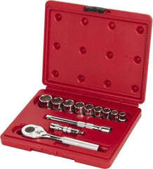 Proto - 12 Piece 3/8" Drive Socket Set - 6 Points, 3/8" to 7/8" Range, Inch Measurement Standard - Industrial Tool & Supply