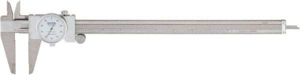 Fowler - 0" to 12" Range, 0.001" Graduation, 0.1" per Revolution, Dial Caliper - White Face, 2.35" Jaw Length - Industrial Tool & Supply