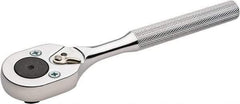 Proto - 3/8" Drive Pear Head Ratchet - Chrome Finish, 7" OAL, 24 Gear Teeth, Standard Knurled Handle, Reversible Head - Industrial Tool & Supply